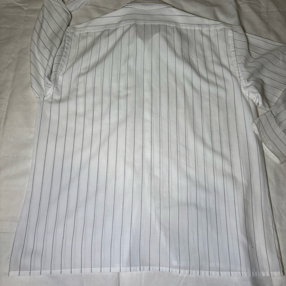 CHRISTIAN DIOR Chemises Pinstriped Womens Dress Shirt Size 18 White Vintage - Picture 7 of 9